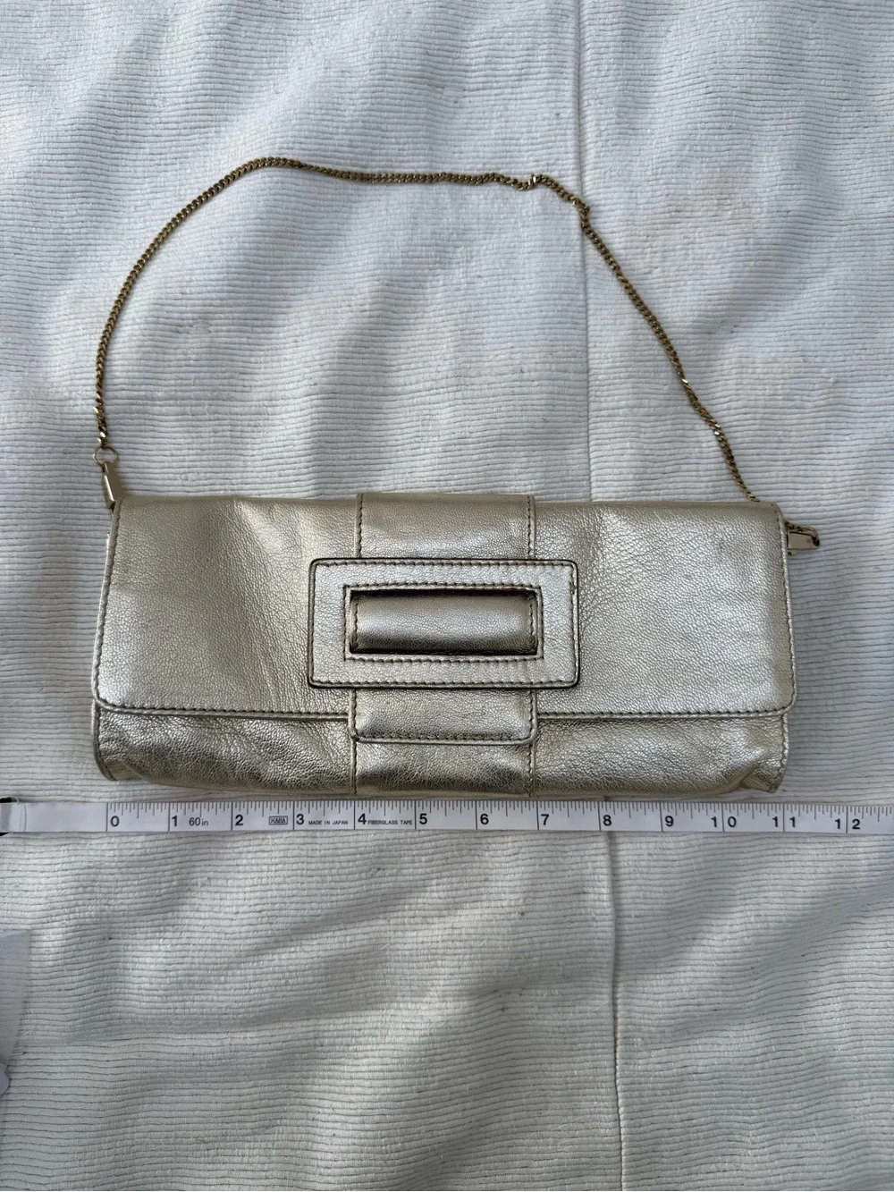 Max Mara Made in Italy Vintage Metallic Gold Chain-Strap Clutch